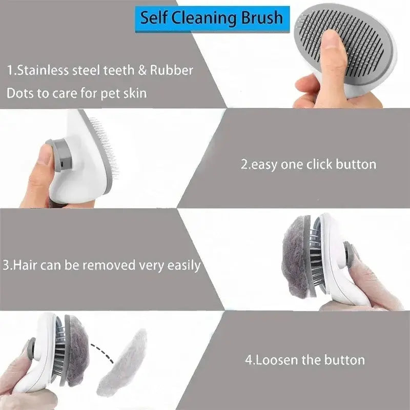 Self-Cleaning Slicker Brush for Cats and Dogs - No Furs Given