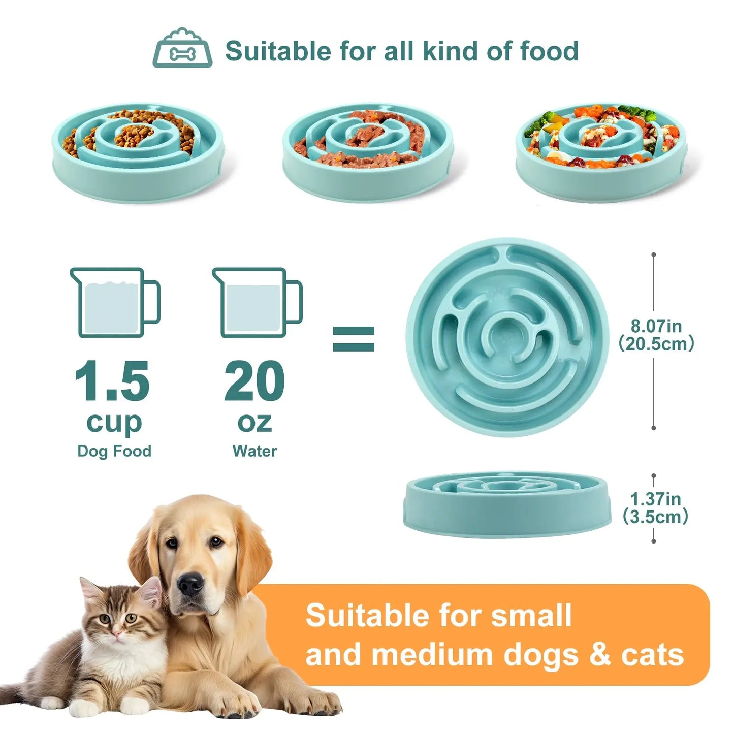 Non-Slip Anti-Gulping Slow Feeder Bowl for Dogs - No Furs Given