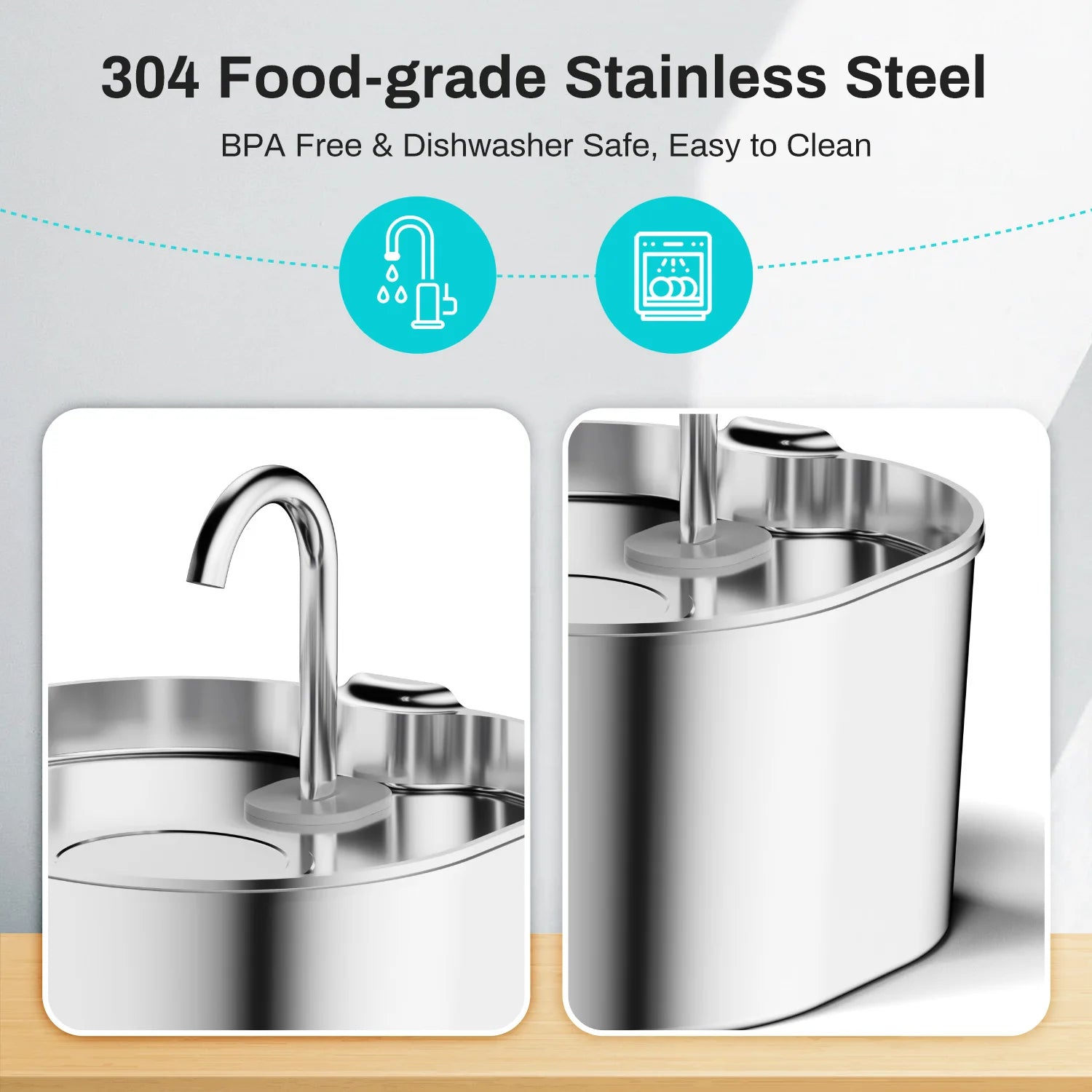 2.2L Stainless Steel Automatic Pet Water Fountain - No Furs Given