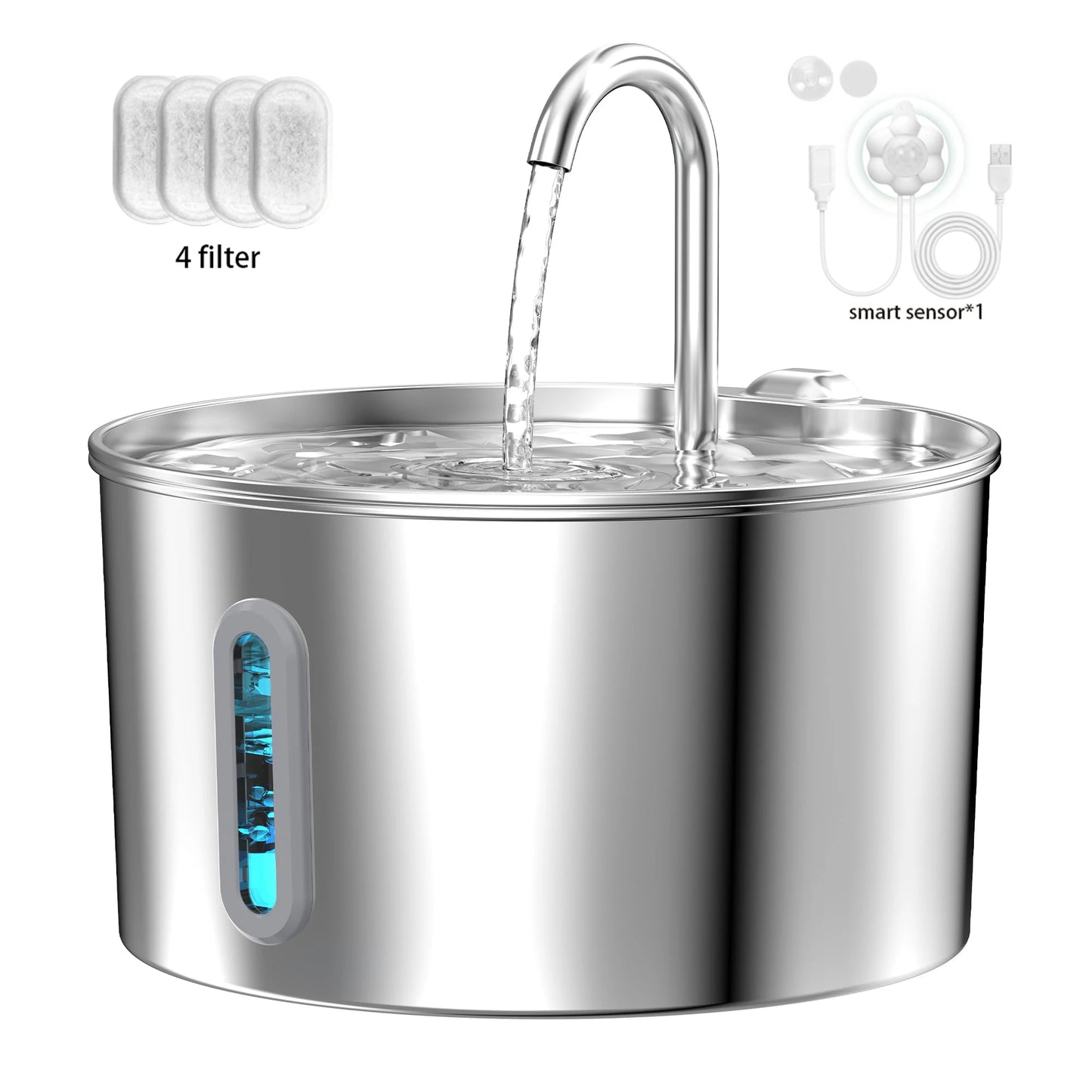 2.2L Stainless Steel Automatic Pet Water Fountain - No Furs Given