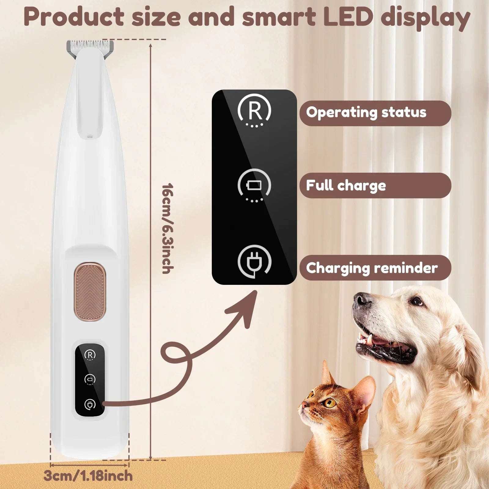Waterproof Dog Paw Trimmer with LED Light 18mm Blade - No Furs Given
