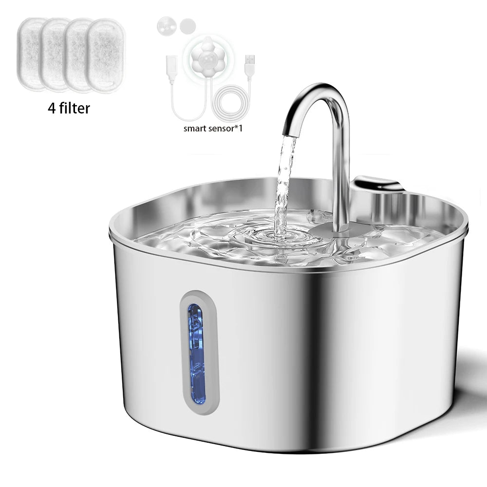 2.2L Stainless Steel Automatic Pet Water Fountain - No Furs Given