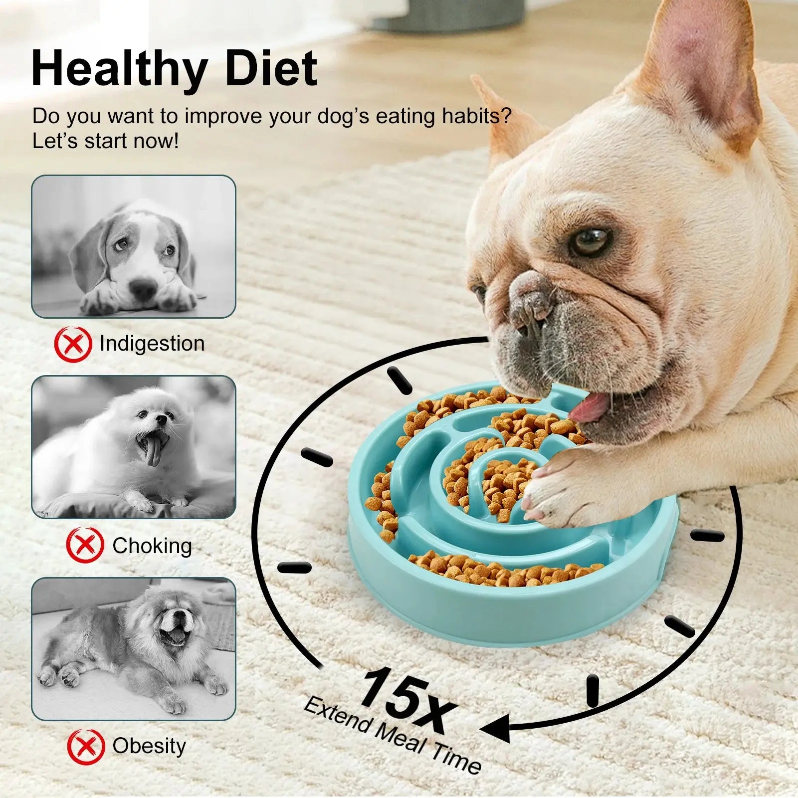 Non-Slip Anti-Gulping Slow Feeder Bowl for Dogs - No Furs Given