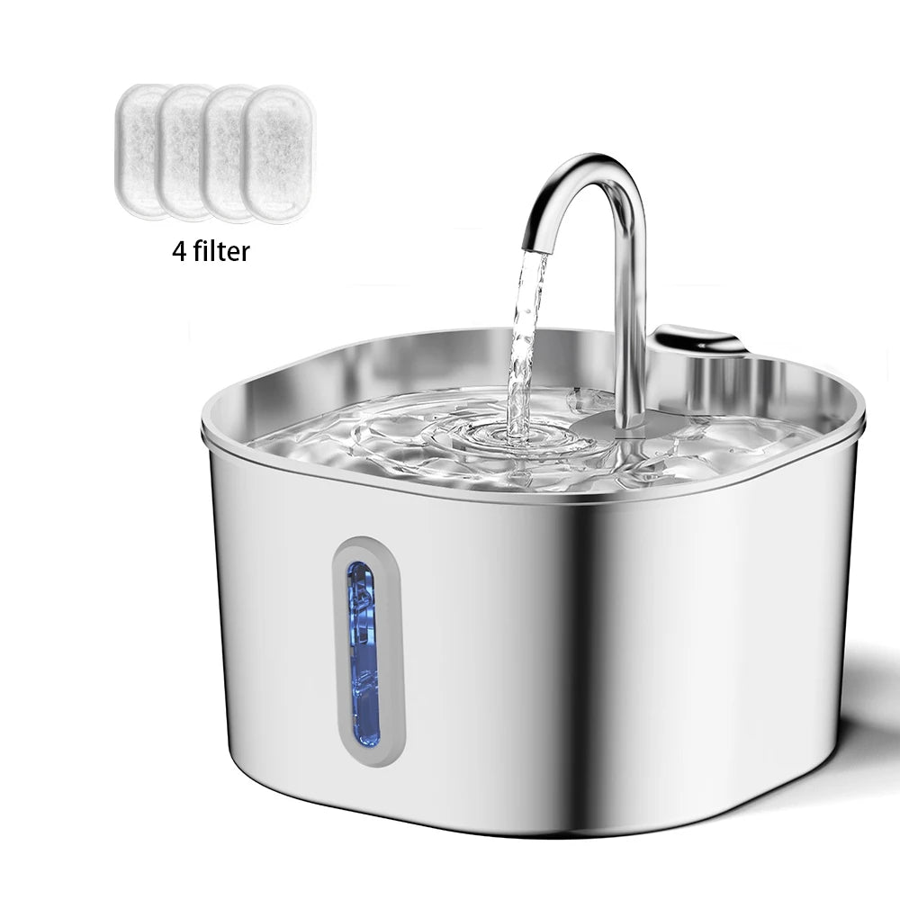 2.2L Stainless Steel Automatic Pet Water Fountain - No Furs Given